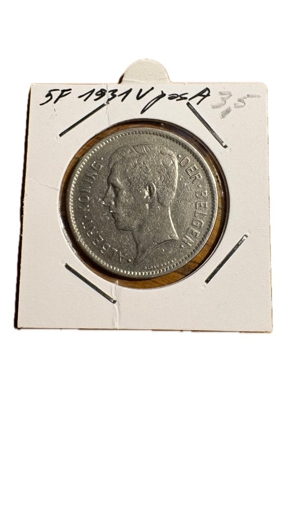 ALBERT I : 5 FRANC 1 BELGA 1931V Position A, Enlèvement ou Envoi