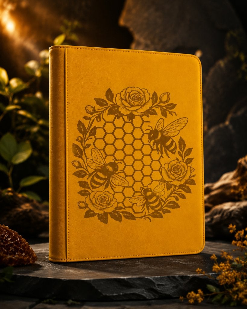Honeycomb Bee Yellow laser engraved 9 pocket trading binder, Collections, Enlèvement ou Envoi