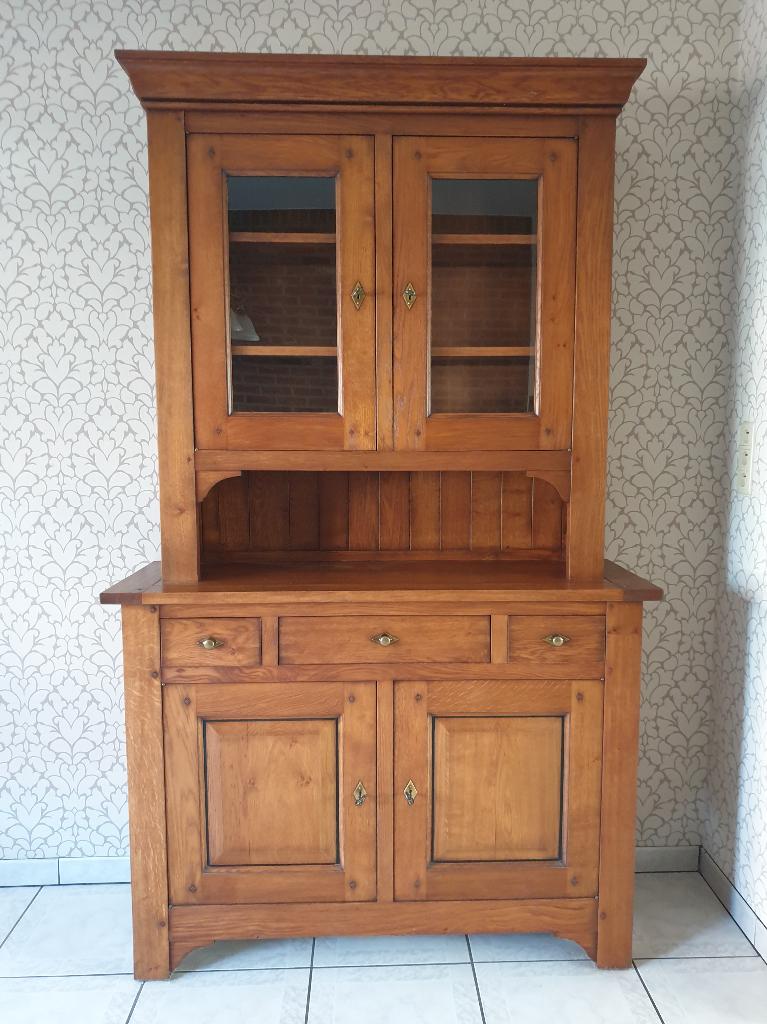 Massieve landelijke buffetkast in eikenkleur, Huis en Inrichting, Ophalen, Eikenhout, 150 tot 200 cm, 25 tot 50 cm