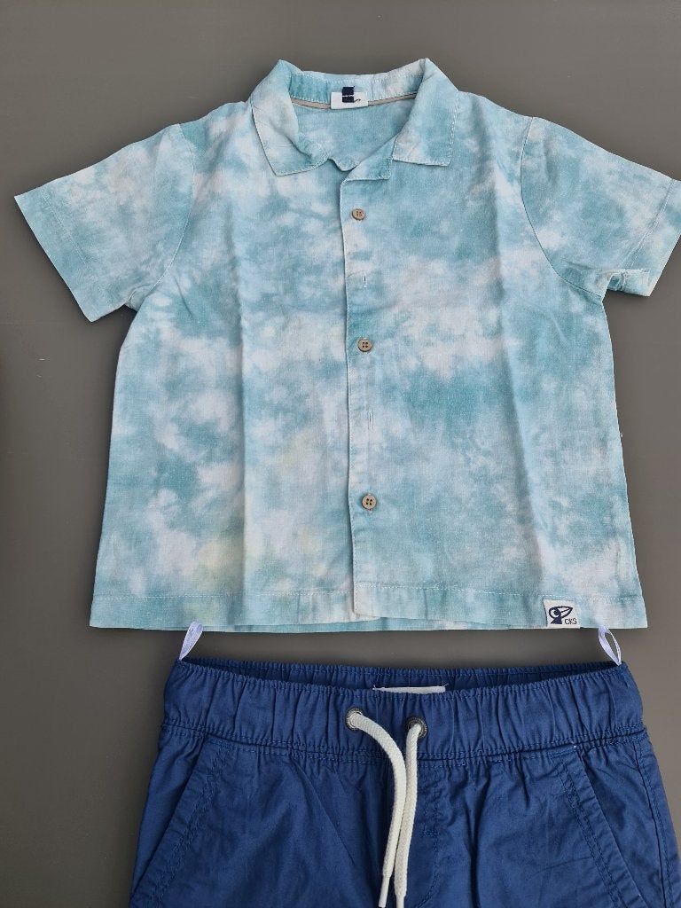 wit-blauw hemd, CKS, 116, Kinderen en Baby's, Kinderkleding | Maat 116, Ophalen, Zo goed als nieuw