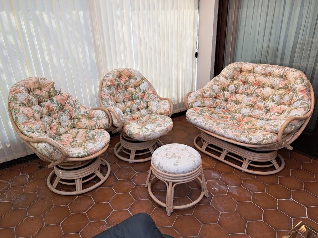 Salon de jardin, Jardin & Terrasse, Ensembles de jardin, Utilisé, Salons de jardin, Rotin, 4 places, Enlèvement
