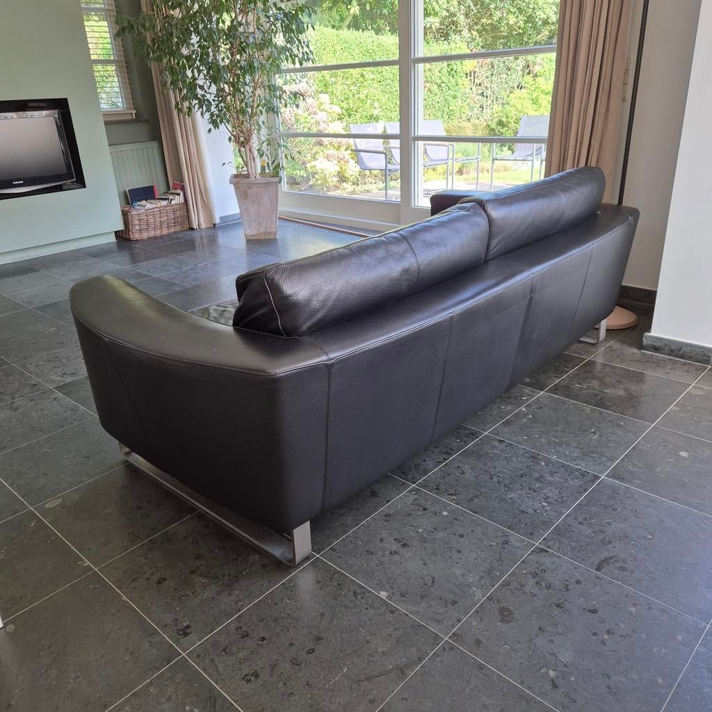 3 zit natuzzi, zwart leder., Huis en Inrichting, Ophalen