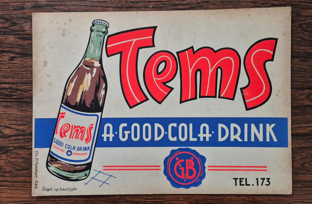 Reclamebordje Tems "a good cola drink", Enlèvement ou Envoi, Utilisé, Panneau publicitaire