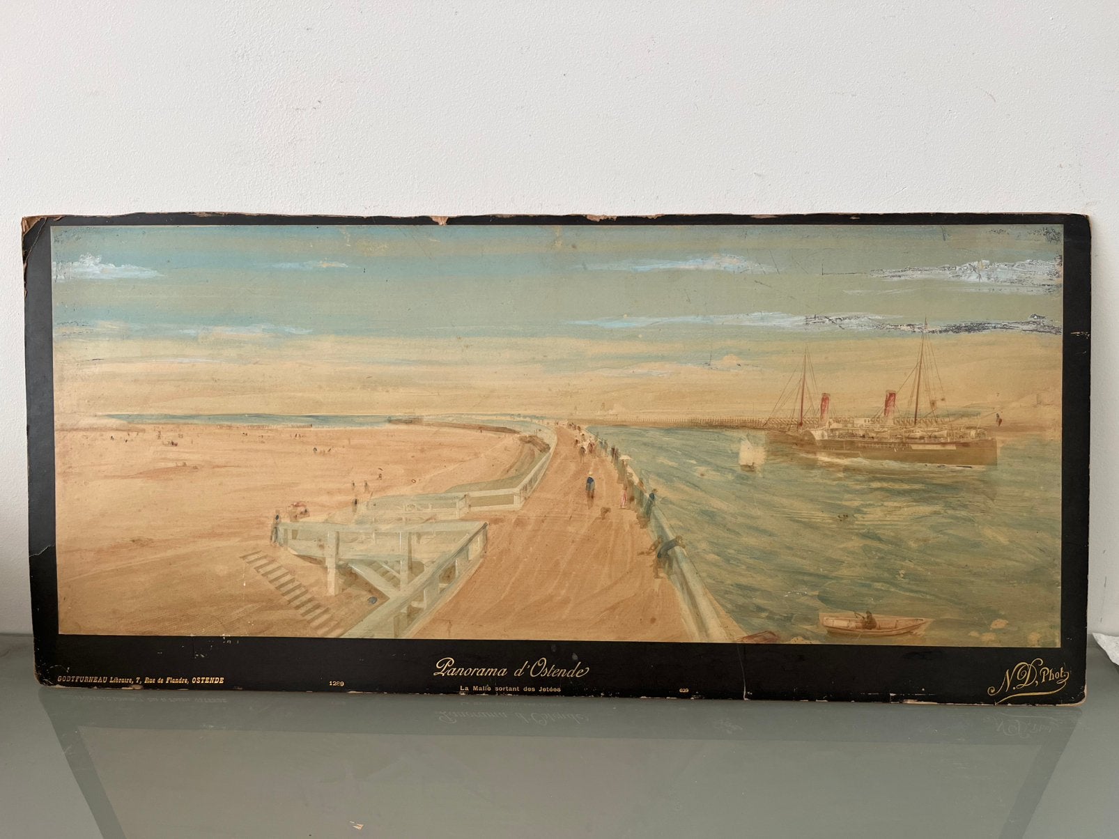 Panorama d’Ostende - Godtfurneau Oostende heemkunde, Antiek en Kunst, Ophalen of Verzenden, Paneel
