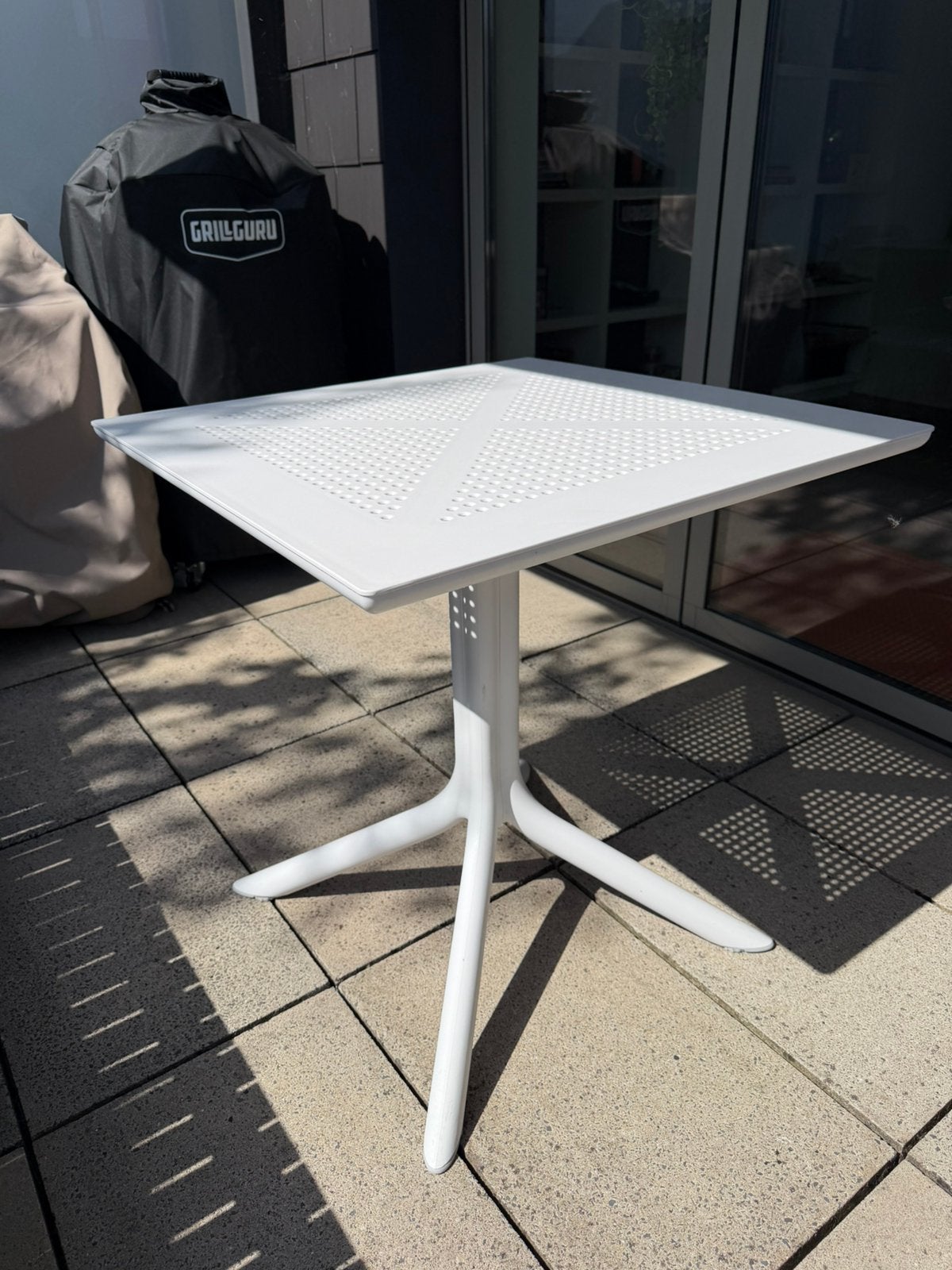 Tuintafel wit pvc, Enlèvement, Comme neuf, Carré, Plastique