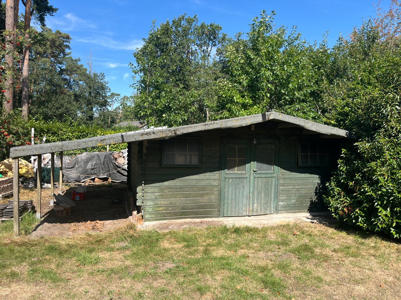 Tuinhuis 5m op 4 m gratis, Tuin en Terras, Ophalen, Gebruikt, Hout, Tuinhuis