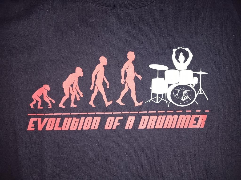 T-shirt "Evolution of a Drummer", Ophalen of Verzenden
