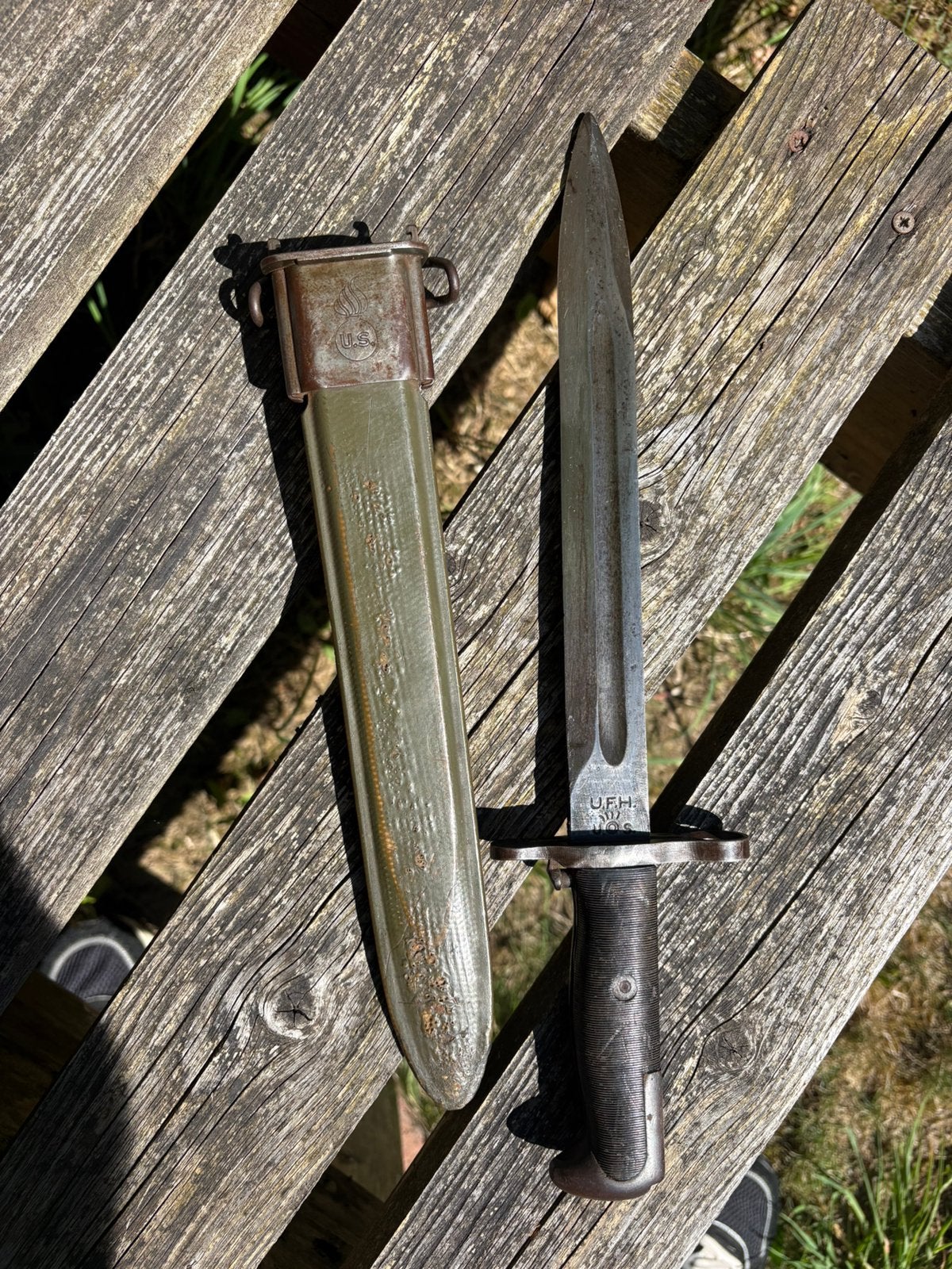 Baïonnette garand ardennes us ww2 gi 1944, Collections, Enlèvement ou Envoi, Armée de terre