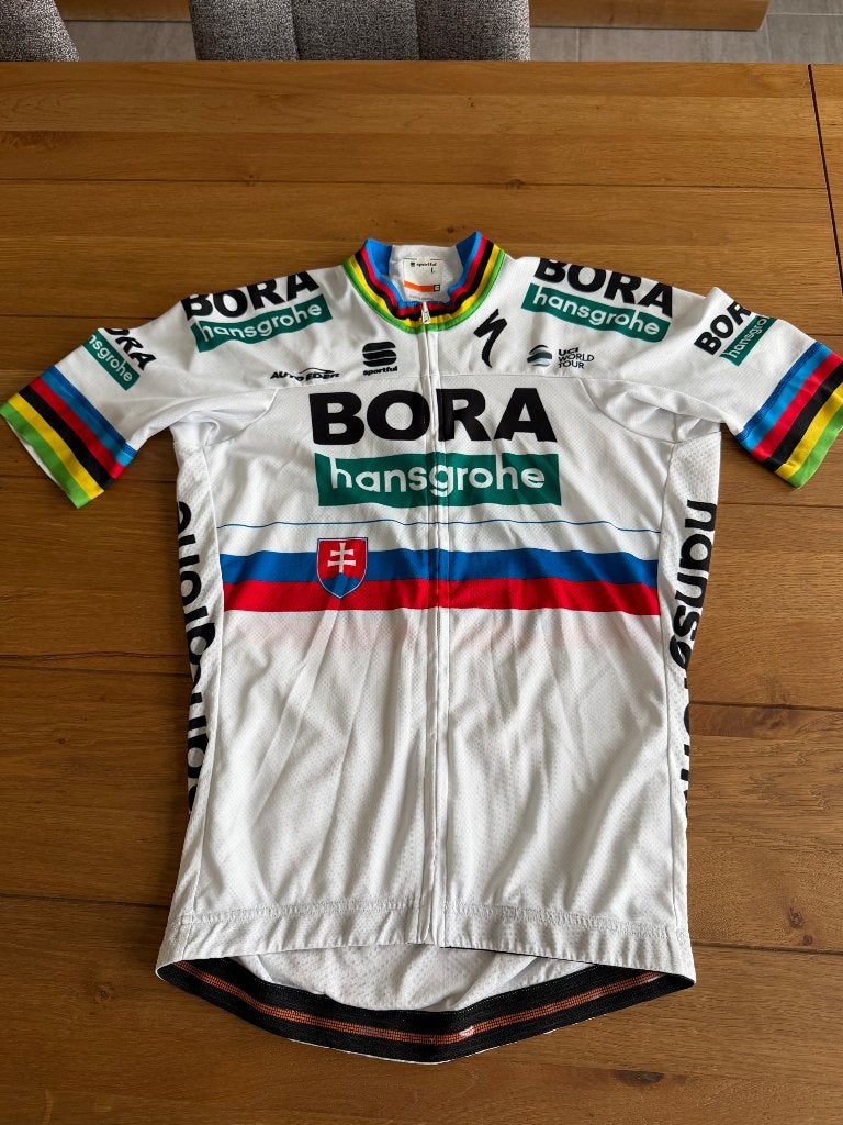 Wielertrui Bora Hansgrohe Peter Sagan WK bandjes, Ophalen of Verzenden, Zo goed als nieuw, L, Bovenkleding