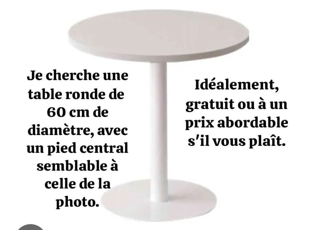 Cherche table ronde 60cm, Huis en Inrichting, Tafels | Eettafels, Rond, Ophalen