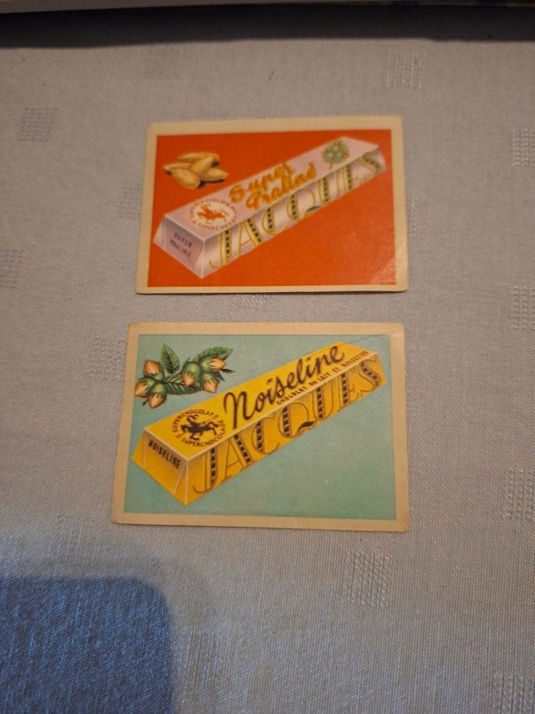 2 prentjes/Chromo's:Noiseline en Super praliné, Collections, Enlèvement ou Envoi, Gravure, Utilisé, 1940 à 1960