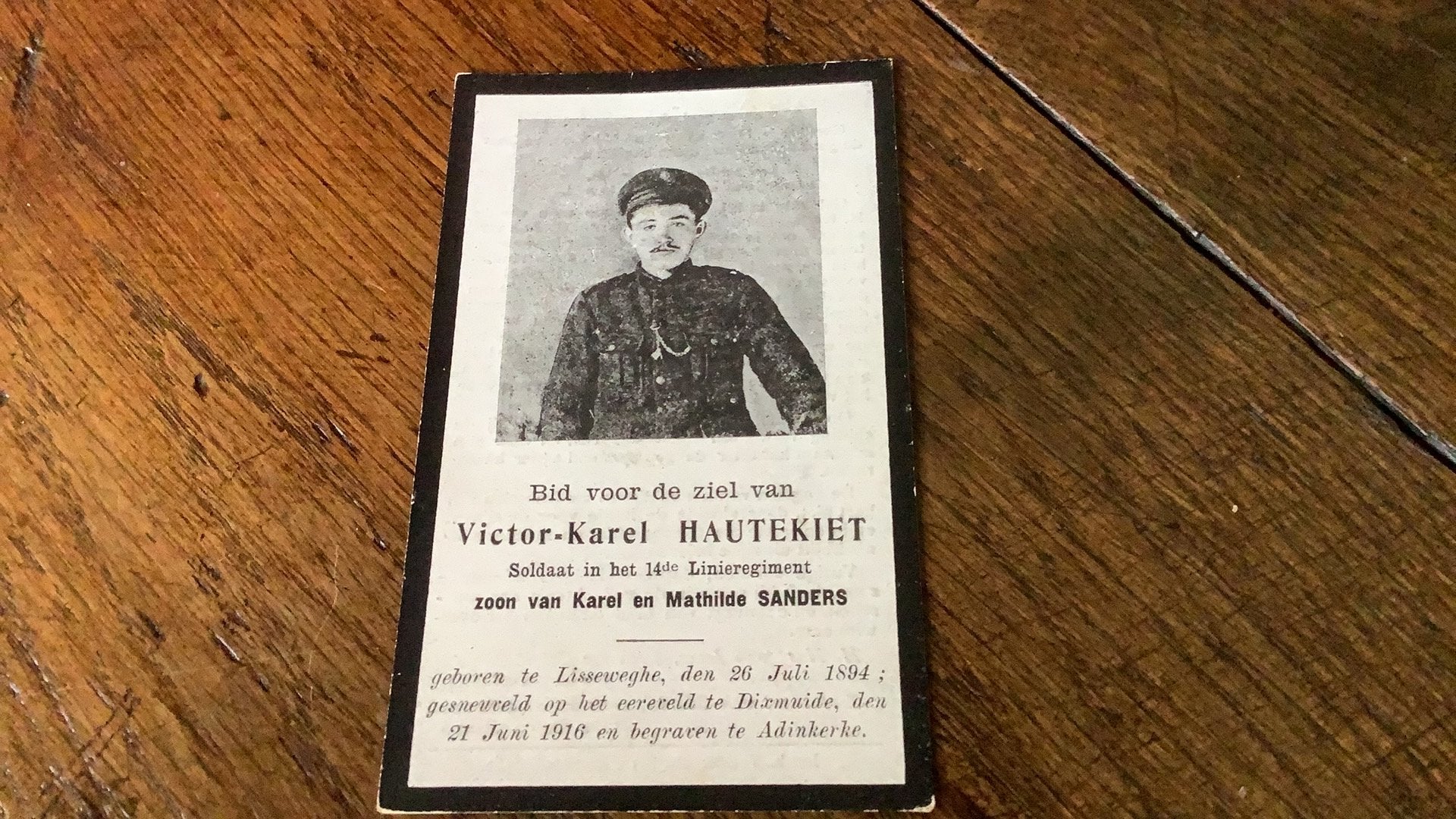 Oorlogsslachtoffer 1916 Lisseweghe, Ophalen of Verzenden