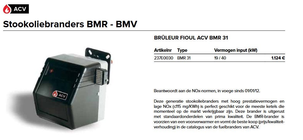 Brûleur à mazout et à mazout ACV NEUF (1 an d'utilisation), Bricolage & Construction, Chauffe-eau & Boilers, Comme neuf, Élément