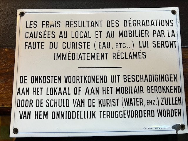 Plaque émaillée, avertissement de frais pour dommages, Antiquités & Art, Enlèvement