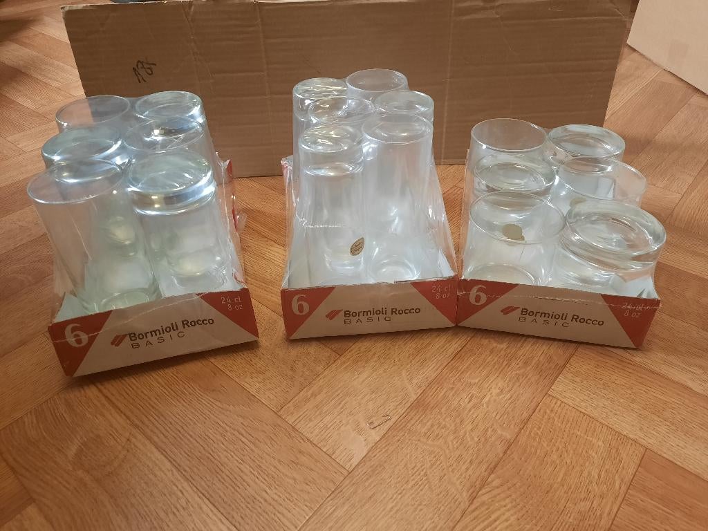 6 drinkglazen hoge of lage 24cl Bormioli Rocco Basic nieuw, Ophalen of Verzenden, Nieuw
