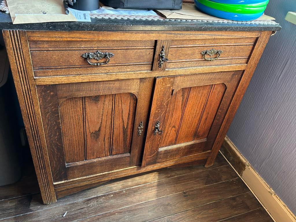 Meuble ancien bois massif, Avec tiroir(s), 25 à 50 cm, Enlèvement, Utilisé