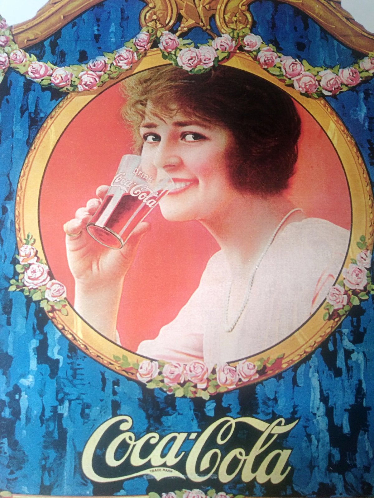 Zeldzame Coca Cola “Festoon” 1922. (70x50cm), Collections, Enlèvement ou Envoi, Utilisé, Panneau publicitaire