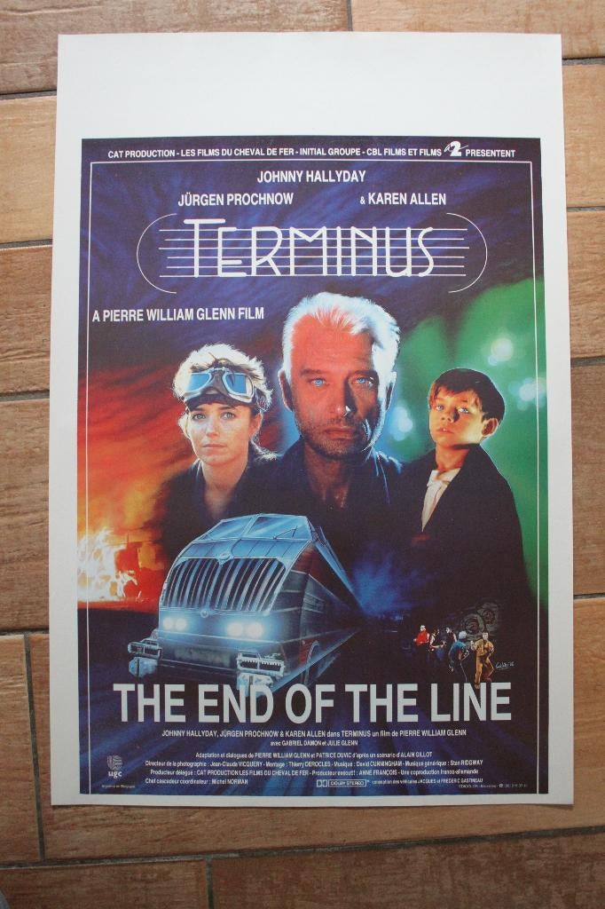 filmaffiche Terminus 1987 Johnny Hallyday filmposter, Collections, Enlèvement ou Envoi, Rectangulaire vertical, A1 jusqu'à A3