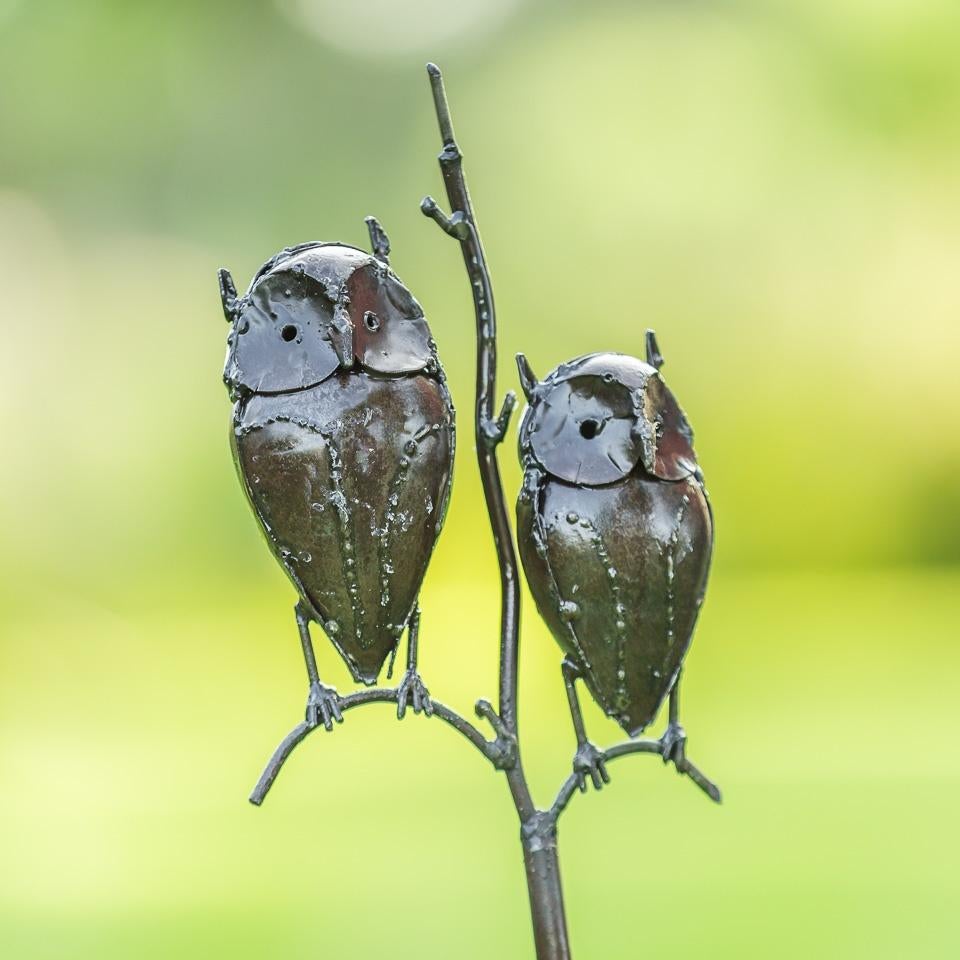 Twee uilen gemaakt van metaal  -  Mooievogels, Tuin en Terras, Ophalen of Verzenden, Nieuw