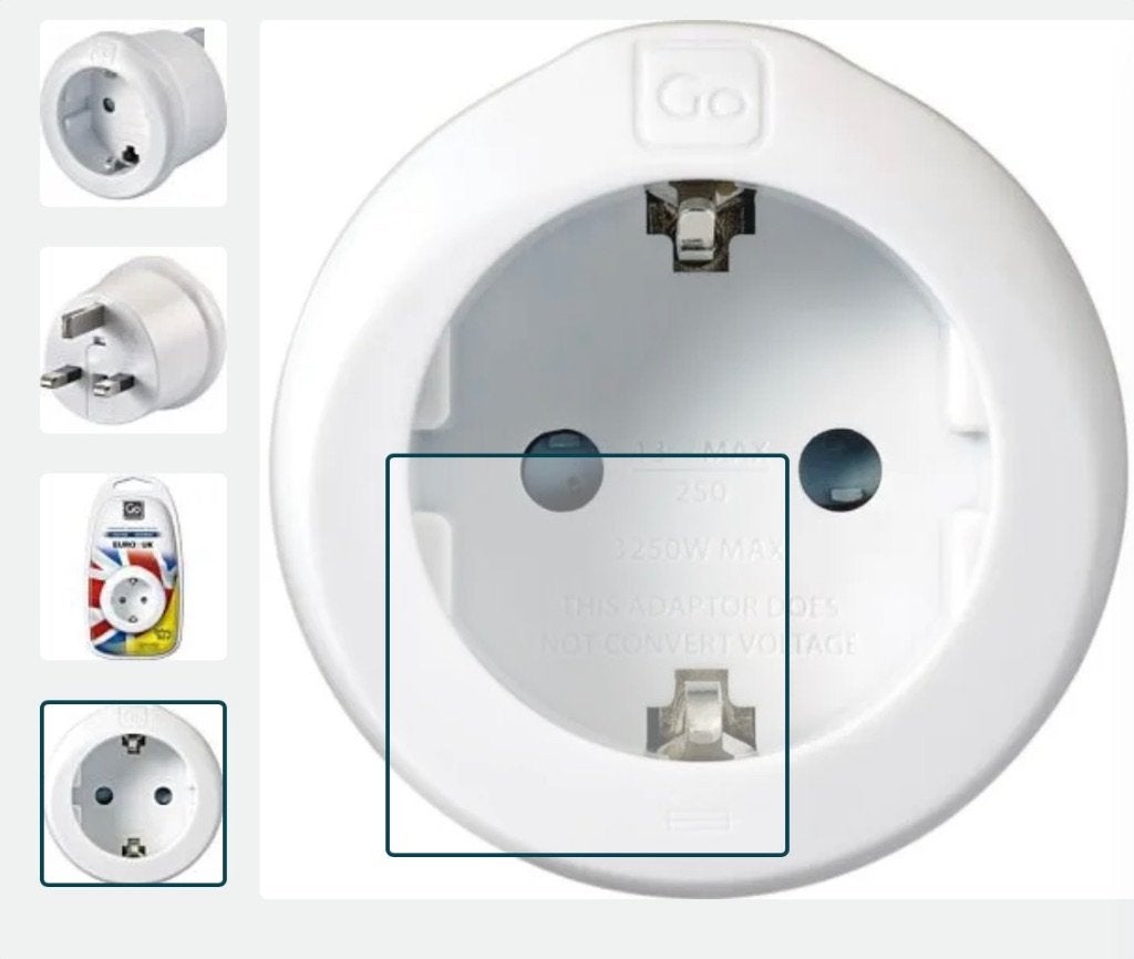 Adaptateur de voyage UE  Royaume-Uni 230 V 2 pcs Qualité GO, Enlèvement ou Envoi, Neuf