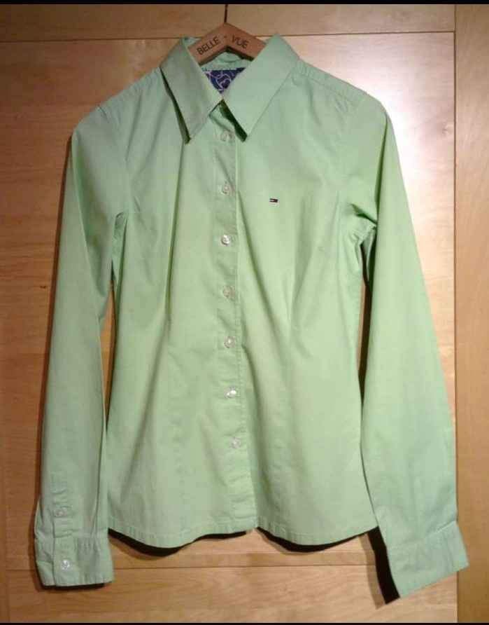 Tommy Hilfiger dames overhemd / blouse - Mintgroen - Maat S, Kleding | Dames, Ophalen of Verzenden, Zo goed als nieuw, Maat 36 (S)