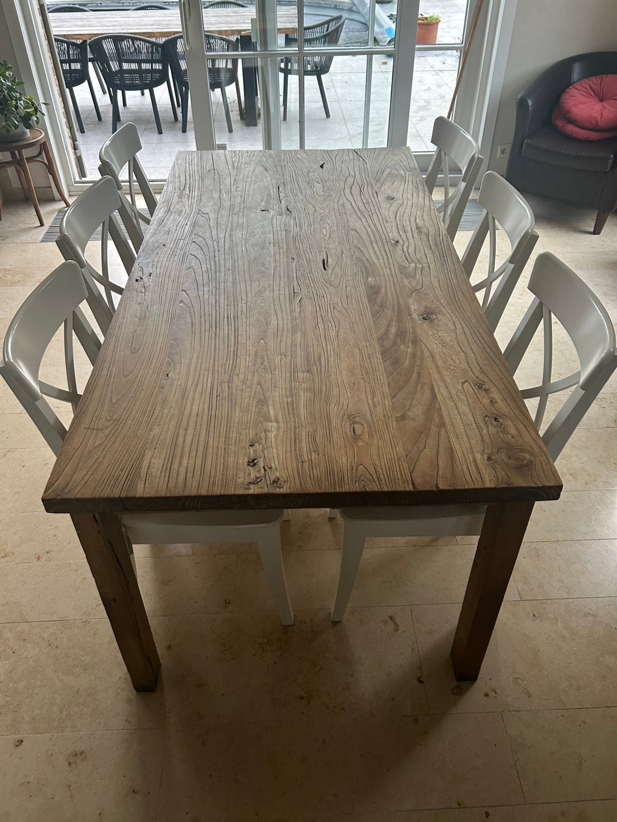 Robuuste massief houten eettafel – 179 x 90 cm, Huis en Inrichting, Ophalen, Zo goed als nieuw