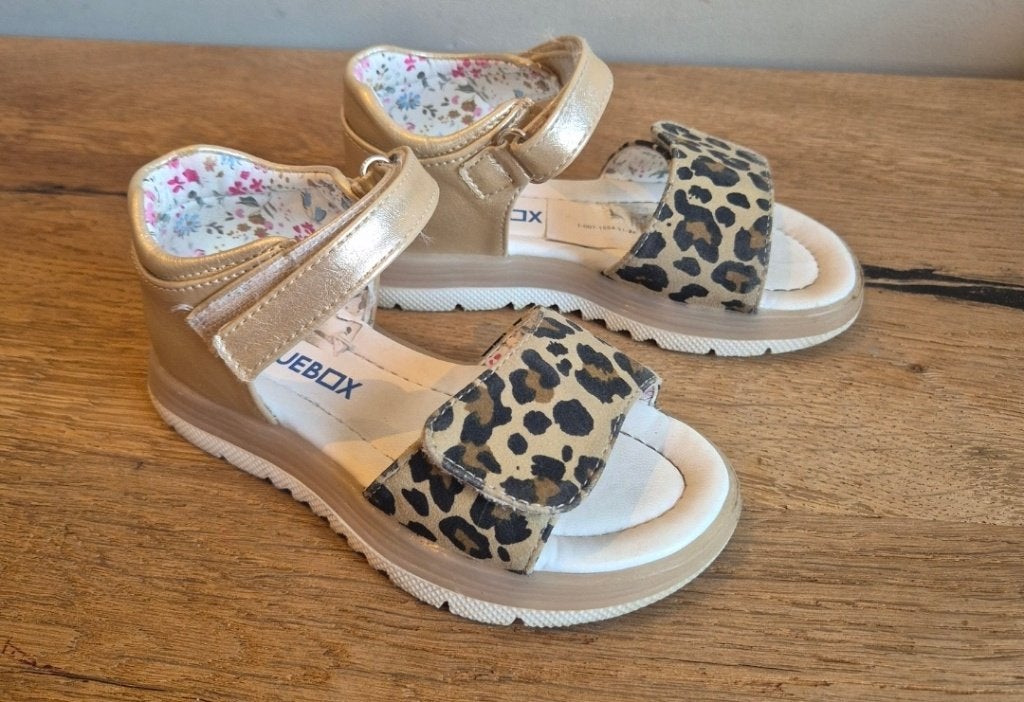 Sandalen Open Schoenen Goud Panter Luipaard Maat 26, Blue Box, Overige kleuren, Verzenden, Sandalen of Muiltjes