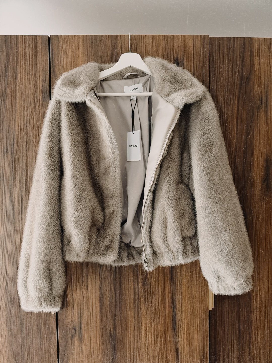 Reiss fur jas, Kleding | Dames, Ophalen, Nieuw, Maat 36 (S), Grijs