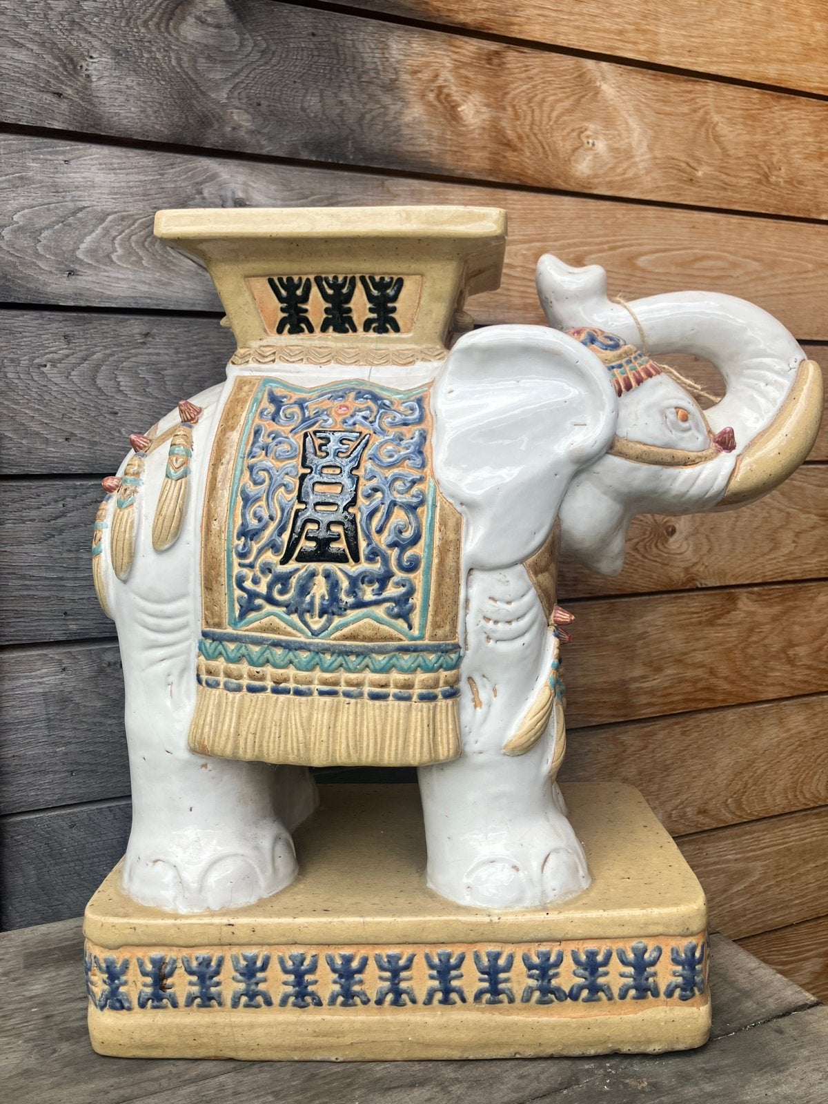 Plantenstaander garden stool olifant keramiek, Ophalen