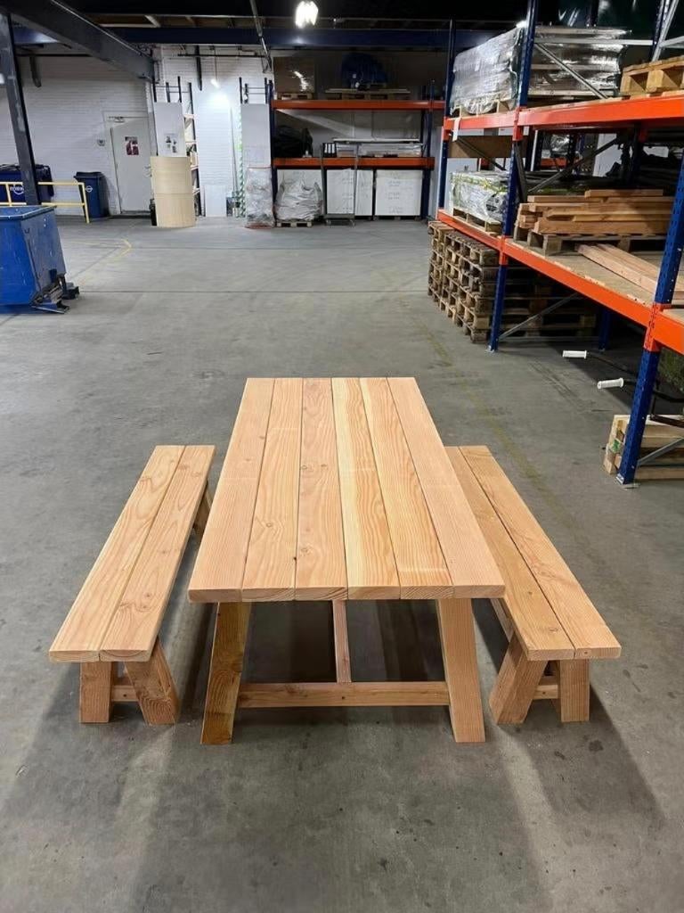 houten tuintafel + bankje op maat – robuust & stijlvol, Tuin en Terras, Ophalen of Verzenden, Hout, Bank