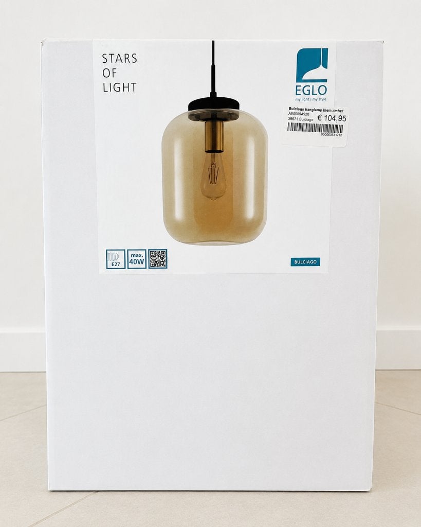 3x lampe EGLO Bulciago ambrée - diamètre 25 cm - neuve, Maison & Meubles, Enlèvement, Neuf, Verre, E27 (grand)