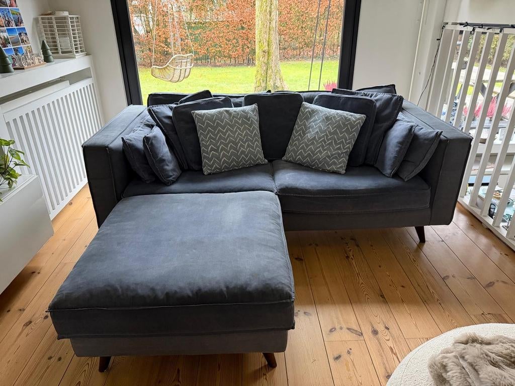 Zetel 2,5 zit en losse poef, Huis en Inrichting, Ophalen