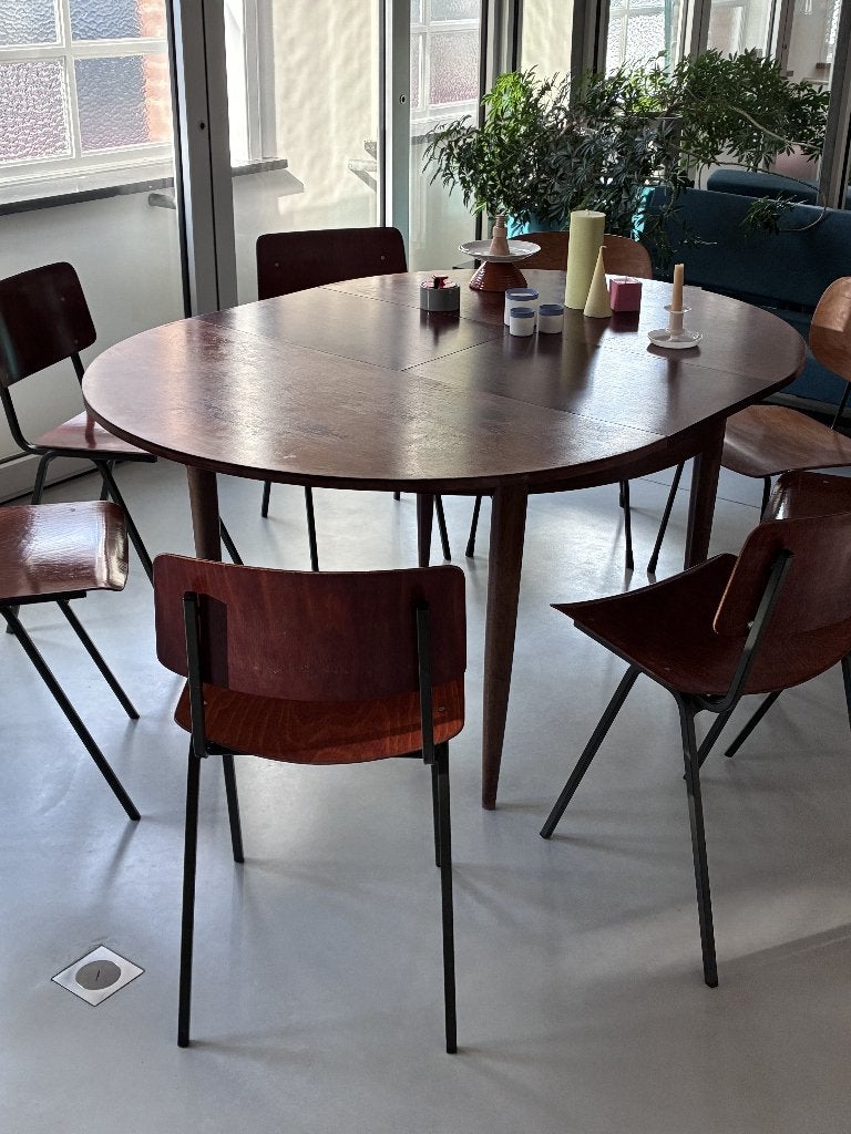 Vintage V-Form uitschuifbare ronde eettafel – jaren 60, Antiek en Kunst, Antiek | Meubels | Tafels, Ophalen
