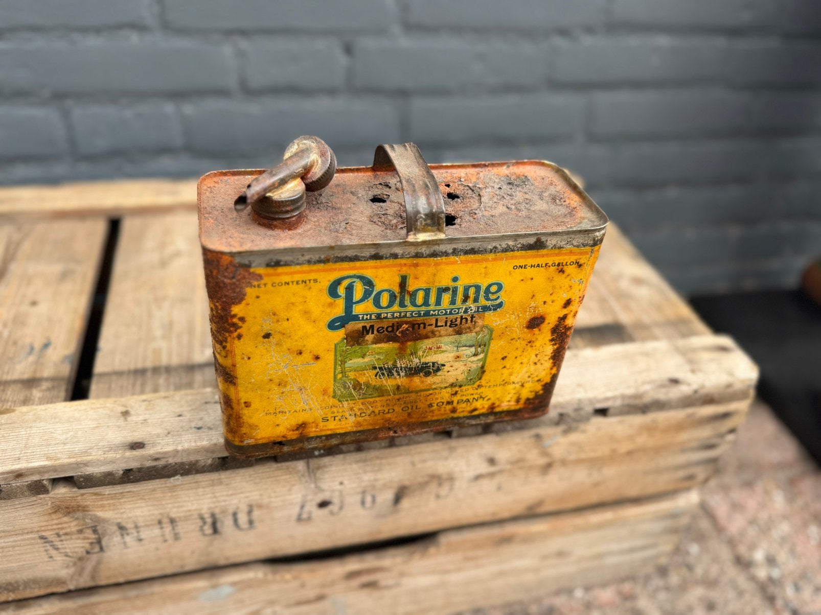 Ancien bidon d'huile Polarine Vintage, Collections, Boîte en métal, Enlèvement ou Envoi, Utilisé, Autre, Autres marques