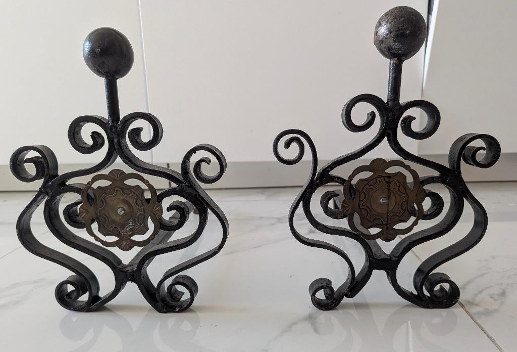 Decoratieve haardandirons, Huis en Inrichting, Haarden, Gebruikt, Houthaard, Ophalen
