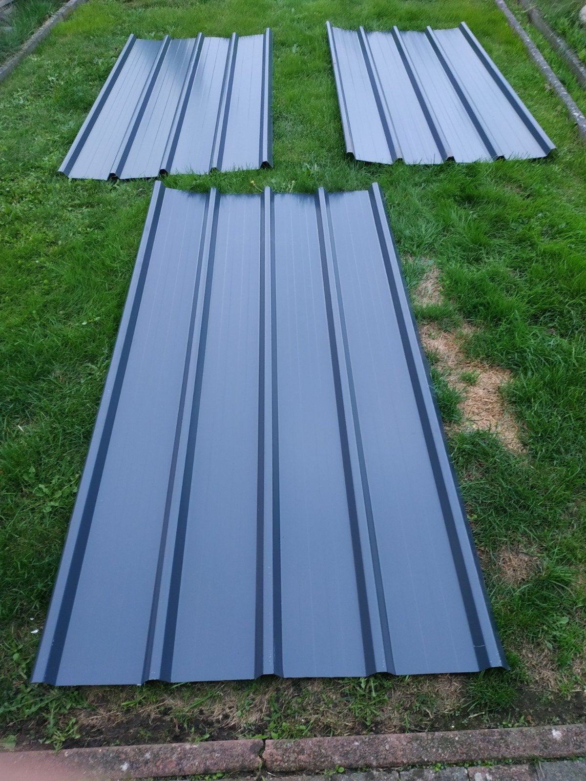 metalen dakplaten donker grijs 3 stuks, Doe-het-zelf en Bouw, Ophalen