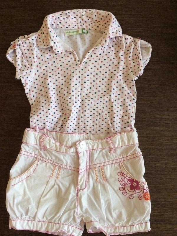 Short fille + t-shirt, Prémaman, 2 ans, Enlèvement ou Envoi, Utilisé, Fille