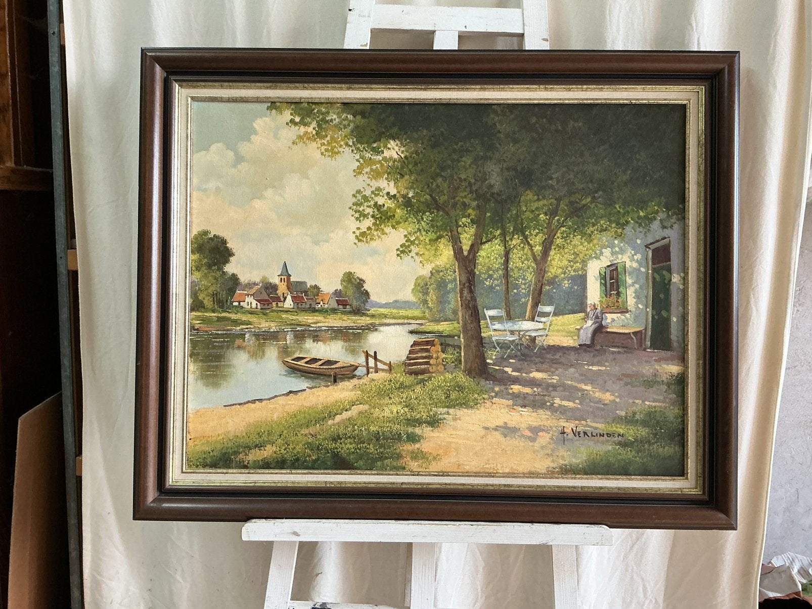 Lot 52. Peinture à l'huile. 800/600. Cadre 960/760., Antiquités & Art, Enlèvement ou Envoi