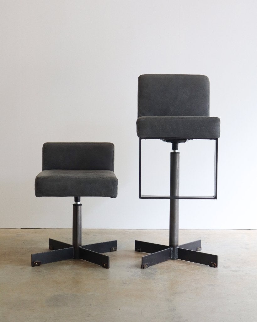 Tabouret de bar en daim Lensvelt & Prast Hooft 101 édition 1, Enlèvement, Utilisé, Gris, Tabouret de bureau