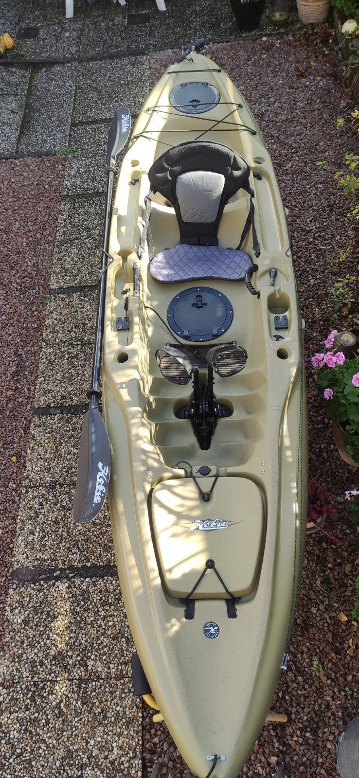 Hobie Outback trapkano, Watersport en Boten, Ophalen, Gebruikt, Eén persoon, Met peddels