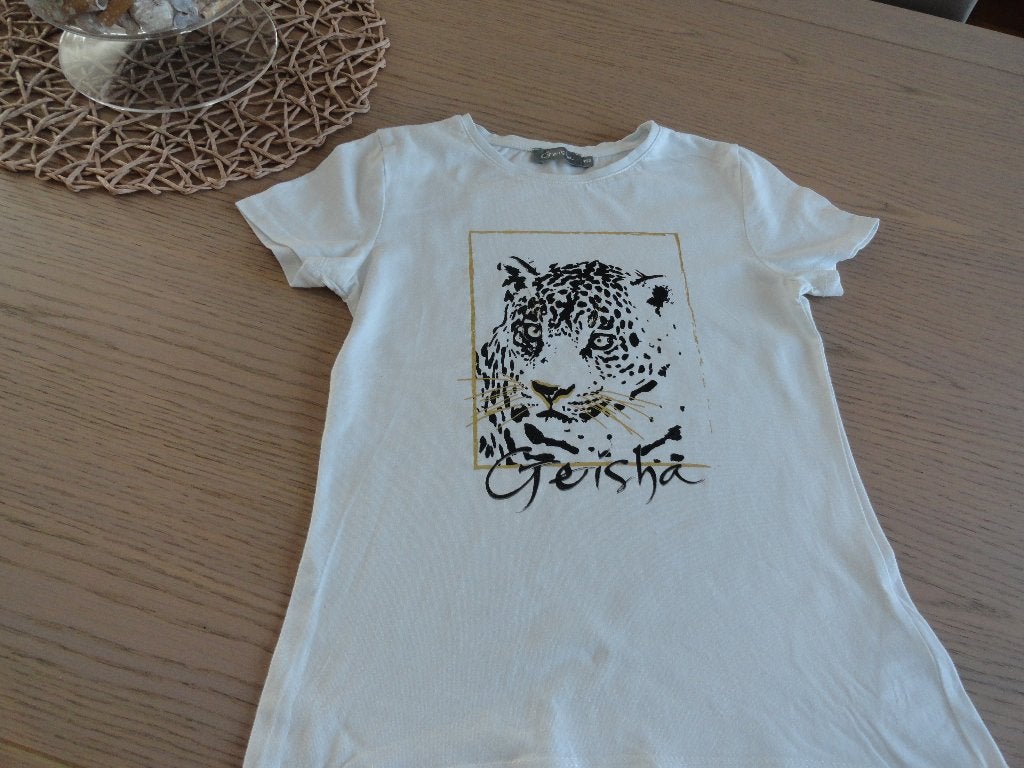 Witte T-shirt Geisha Maat 152, Kinderen en Baby's, Geisha, Zo goed als nieuw, Shirt of Longsleeve, Verzenden