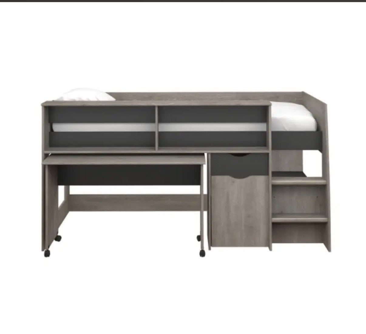 Halfhoogslaper met bureau en opbergruimte - 206x119x106 cm, Ophalen, Zo goed als nieuw, Halfhoogslaper