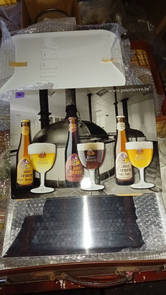 Lot 10 blikken bier reclames, Verzamelen, Ophalen, Zo goed als nieuw, Reclamebord, Plaat of Schild