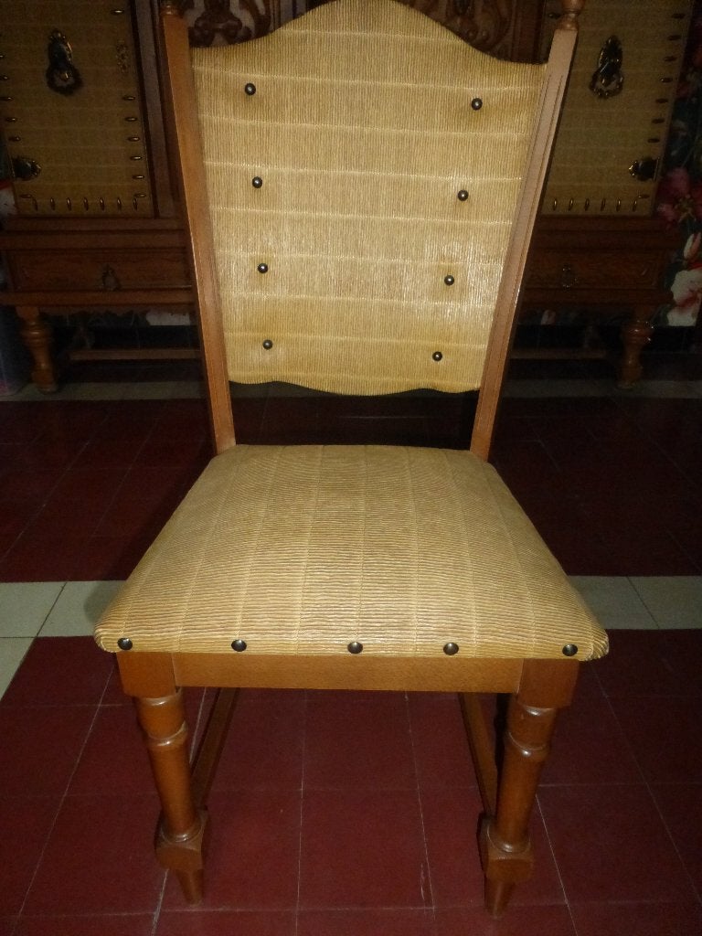 6 Belles chaises Rustiques en chêne clair, Enlèvement, Bois