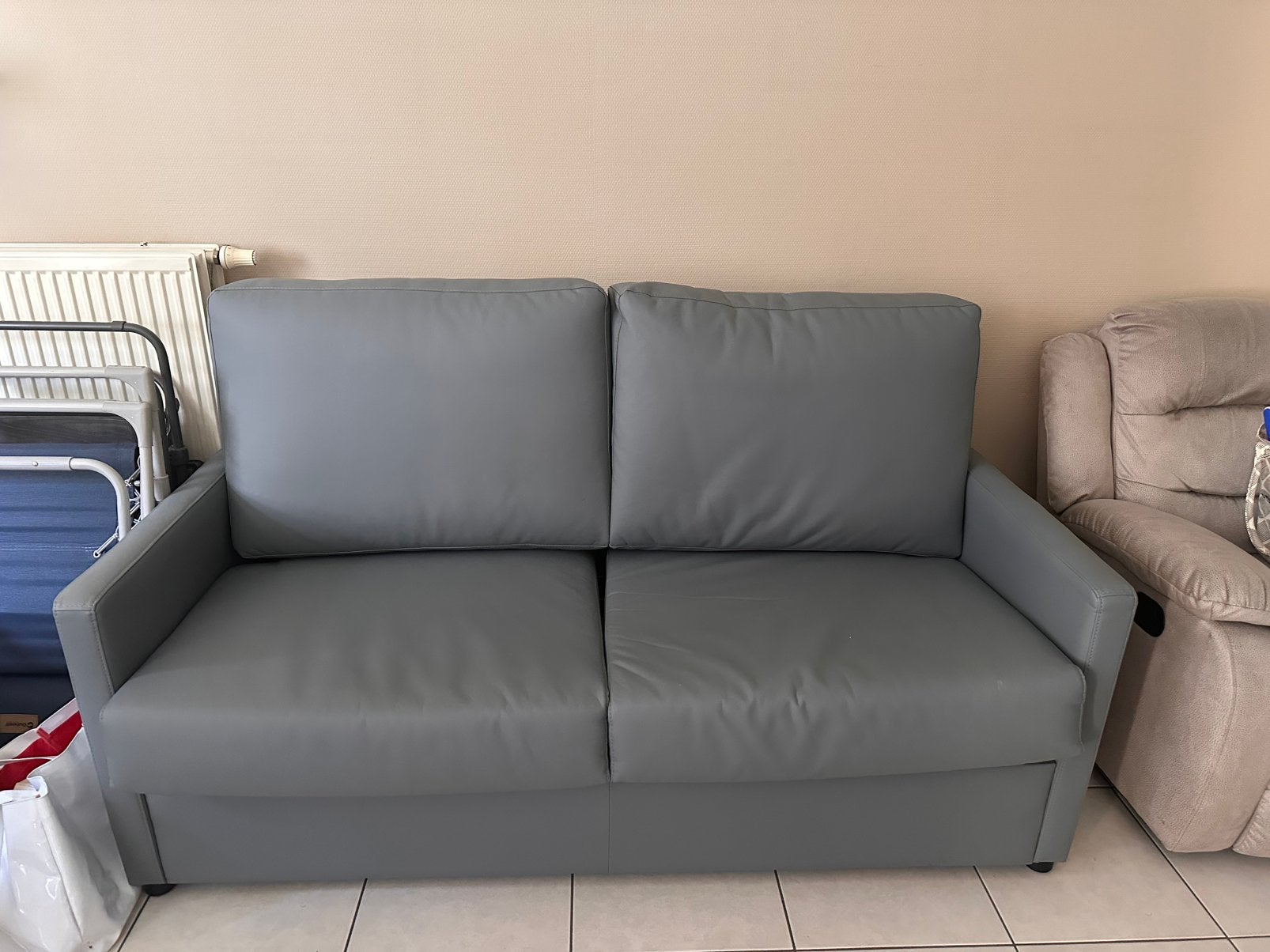 Zetelbed - 140x200 - leren bekleding - inclusief matras, Huis en Inrichting, Zetels | Zetels, Ophalen, 150 tot 200 cm, Tweepersoons