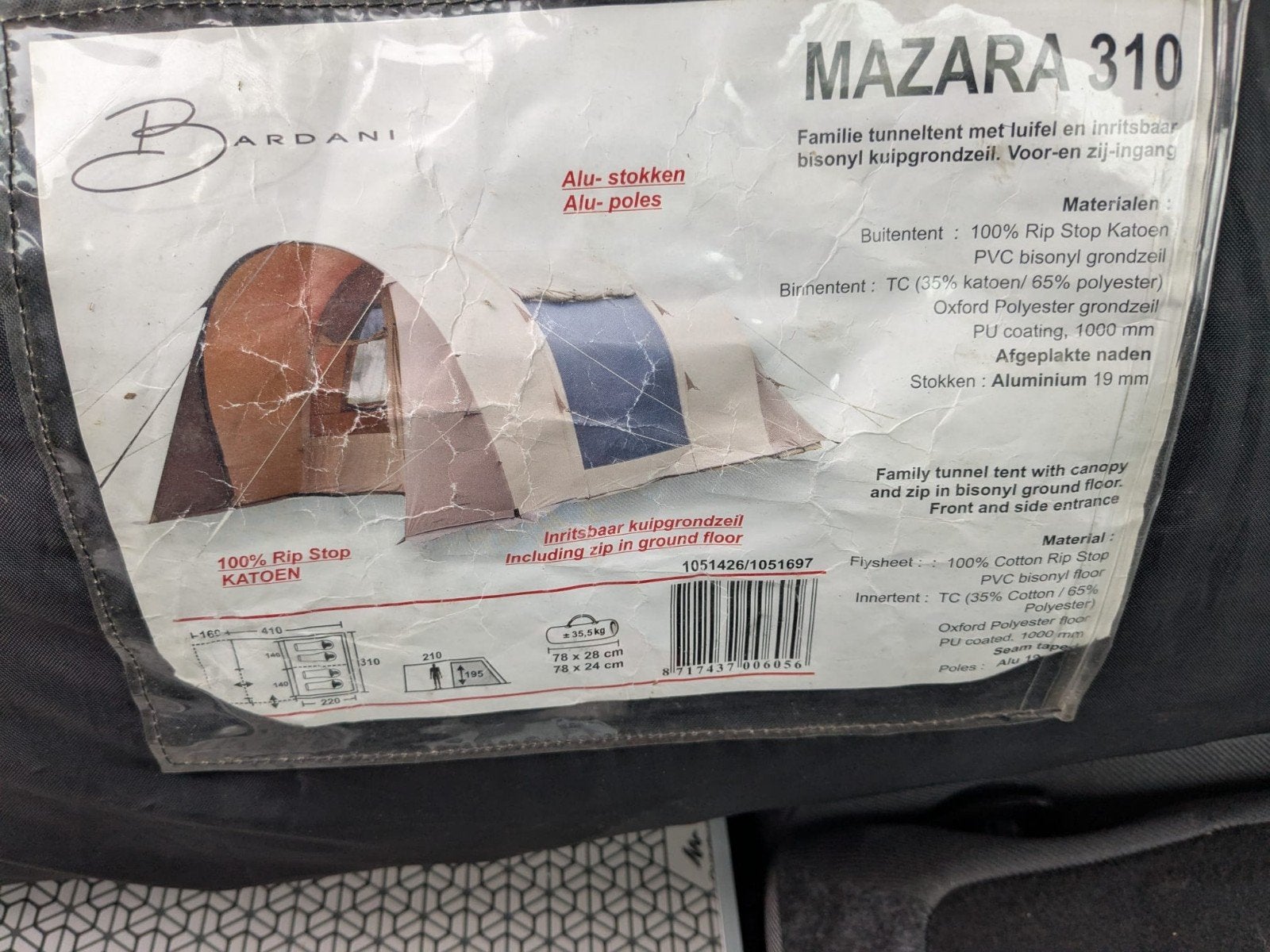 bardani Mazara 310 tent, Caravans en Kamperen, Ophalen