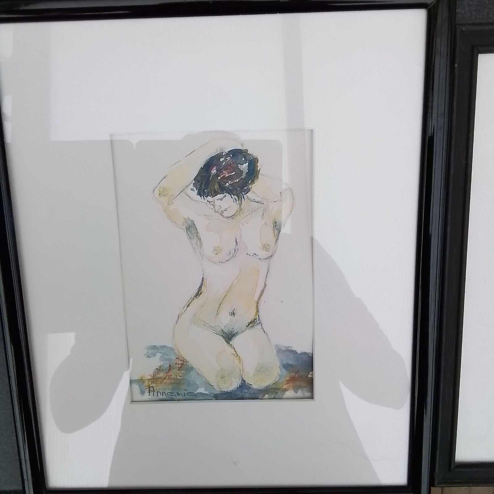 aquarel naakte dame, Ophalen, Aquarel