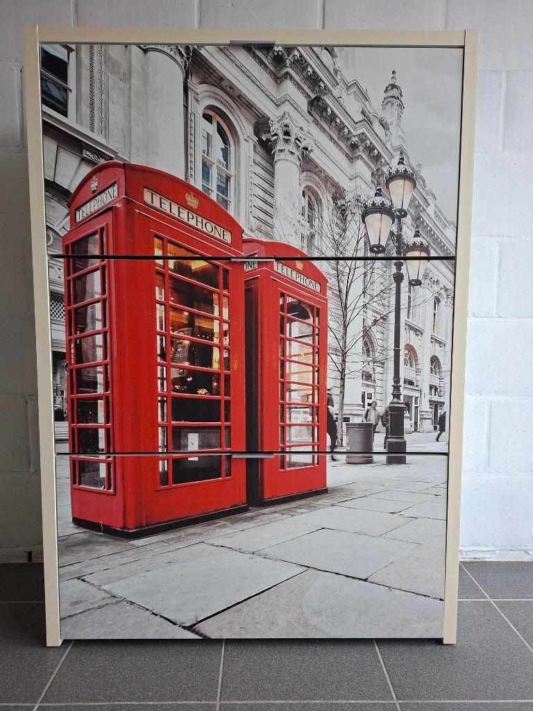 2 schoenenkasten thema London/Rode Britse telefooncel, Huis en Inrichting, Ophalen, Gebruikt, Modern