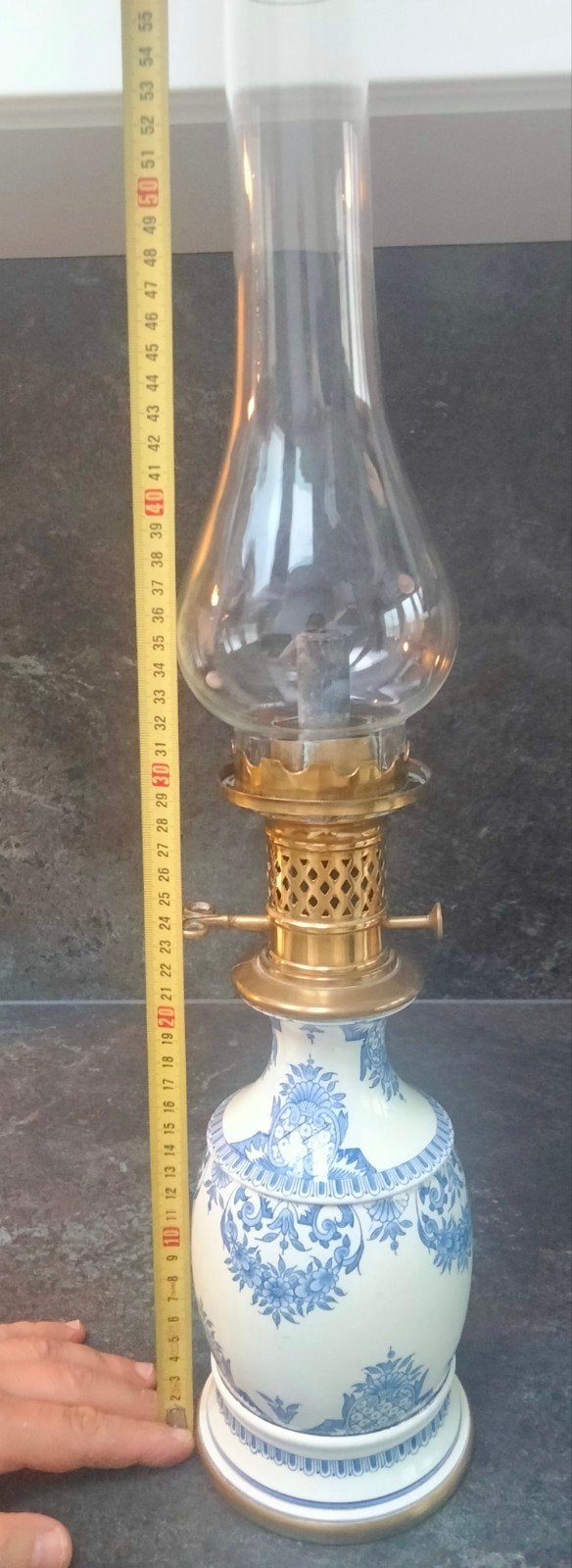 Lampe ancienne 1895 en faïence 56 cm parfait état+Pot offert, Antiquités & Art, Enlèvement