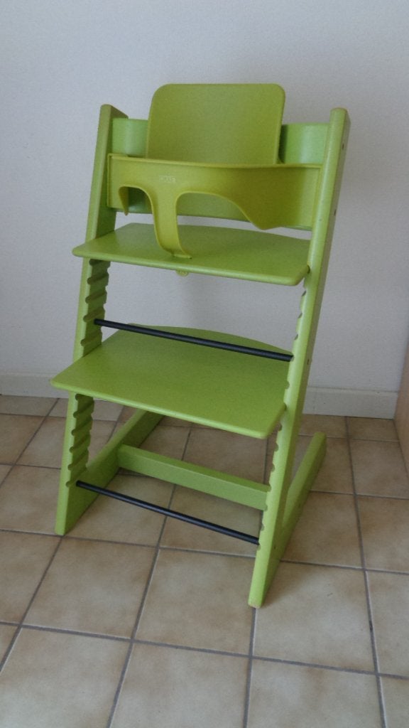 Tripp trapp stoel van stokke en babyset, Enlèvement, Comme neuf, Chaise évolutive, Coulissant